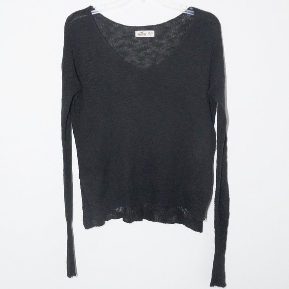 Hollister Black Mesh Cable Knit V-Neck Sweater - Picture 1 of 7
